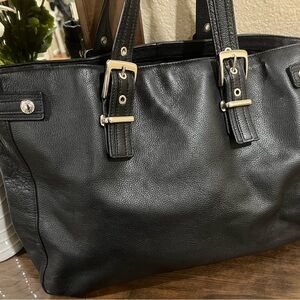 Express Black Genuine Leather Tote Bag